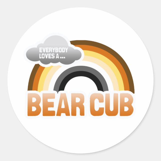 STICKER ROND TOUT LE MONDE ADORE UN CUB D'OURS (Devant)