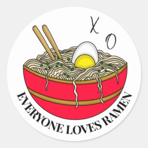 Sticker Rond Tout le monde aime Ramen   Aimant de jeu de mot de