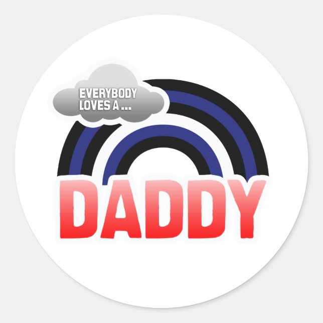 STICKER ROND TOUT LE MONDE AIME UN DADDY EN CUIR (Devant)