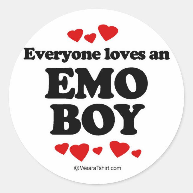 Sticker Rond Tout le monde aime un garçon Emo (Devant)