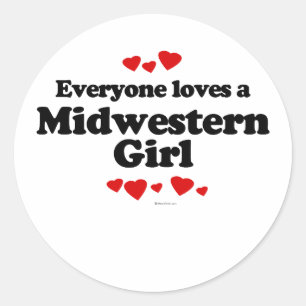 Sticker Rond Tout le monde aime un T-shirt féminin du Midwest