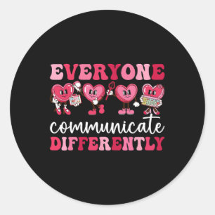 Sticker Rond Tout le monde communique différemment Cœur Autisme