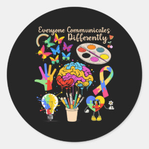 Sticker Rond Tout Le Monde Communique Différemment Mois De L'Au