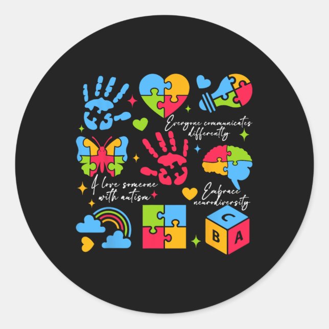 Sticker Rond Tout le monde communique différemment Neurodiversi (Devant)