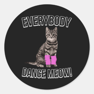 Sticker Rond Tout Le Monde Danser Meow Kitten Chat Dansant Drôl