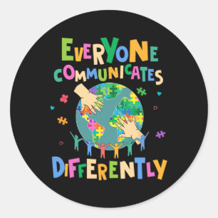 Sticker Rond Tout Le Monde De L'Autisme Différent