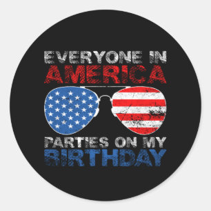 Sticker Rond Tout Le Monde En Amérique Fête À Mon Anniversaire