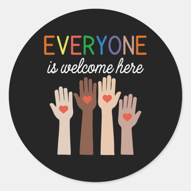 Sticker Rond Tout Le Monde Est Bienvenue Ici 2 (Devant)