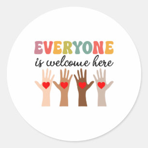Sticker Rond Tout Le Monde Est Bienvenue Ici Idaho Enseignant H