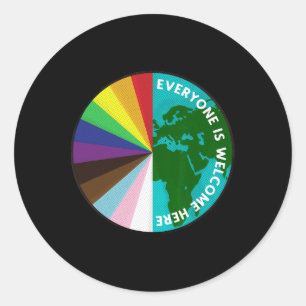 Sticker Rond Tout Le Monde Est Bienvenue Ici Lgbtq Ally Droits 