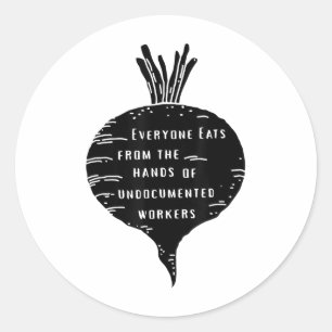 Sticker Rond Tout Le Monde Mange Des Mains Des Travailleurs San