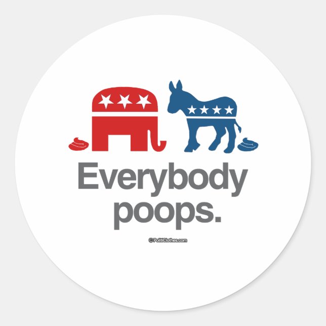 STICKER ROND TOUT LE MONDE POOPS POLITIQUE (Devant)