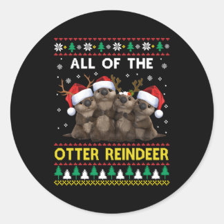 Sticker Rond Tout Le Rindeer À Loutres Autre Vilain