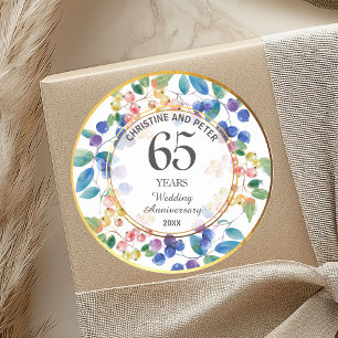 Sticker Rond Tout mariage (65) Anniversaire Cadre doré Baies