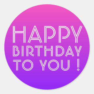 Sticker Rond Tout nom éditable Joyeux Anniversaire Rose Violet