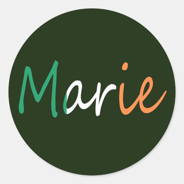 Sticker Rond Tout nom superposé sur le stkcnt du drapeau irland (Devant)