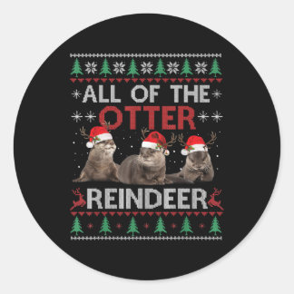 Sticker Rond Tout Otter Reindeer Noël Vilain Sweater