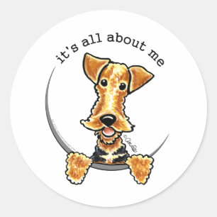 Sticker Rond Tout sur l'Airedale Terrier