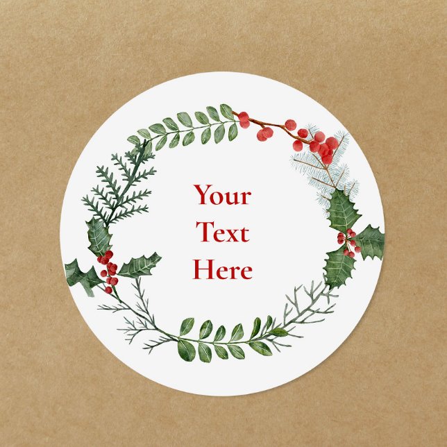 Sticker Rond Tout texte personnalisé Noël de Noël personnalisé (Créateur téléchargé)