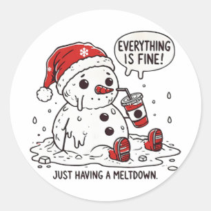 Sticker Rond Tout Va Bien En Ayant Simplement Noël Méldown 