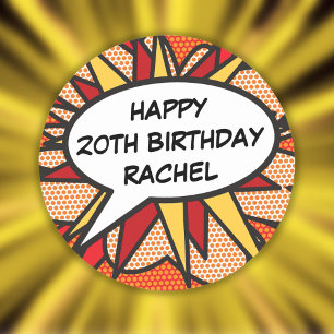 Sticker Rond Toute bulle de discours d'anniversaire amusante ré