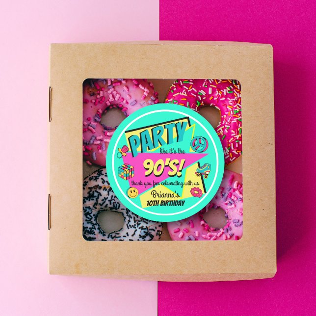 Sticker Rond TOUTE fête d'anniversaire de AGE 90 turquoises mer (Créateur téléchargé)