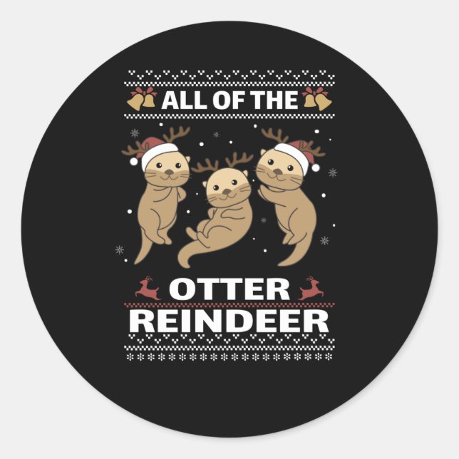 Sticker Rond Toute la Otter Reindeer Sweet noël Otter (Devant)