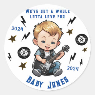 Sticker Rond Toute Lotta Love Rock N Roll Rocker Baby Boy Class