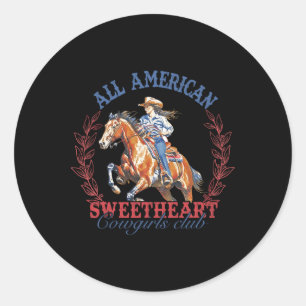 Sticker Rond Toutes Américaines Western Sweetheart Cowgirls Clu