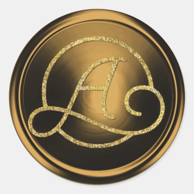 Sticker Rond Toutes initiales Monogramme Cercle Or Bronze (Devant)