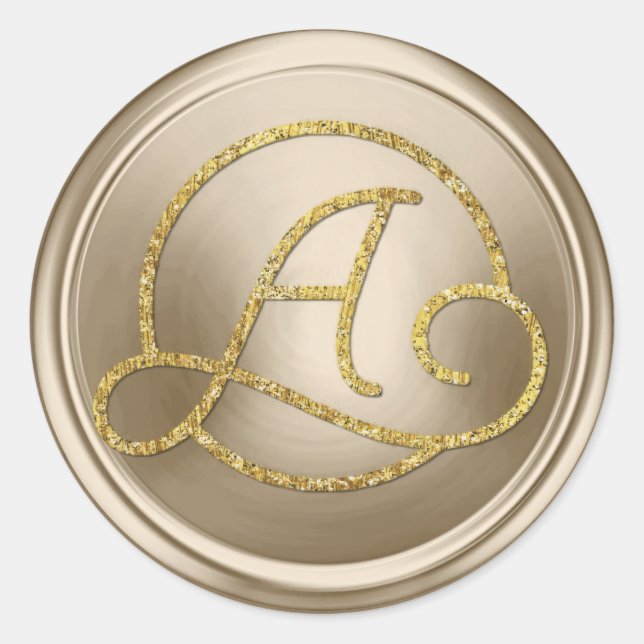 Sticker Rond Toutes initiales Monogramme Cercle Or Champagne (Devant)