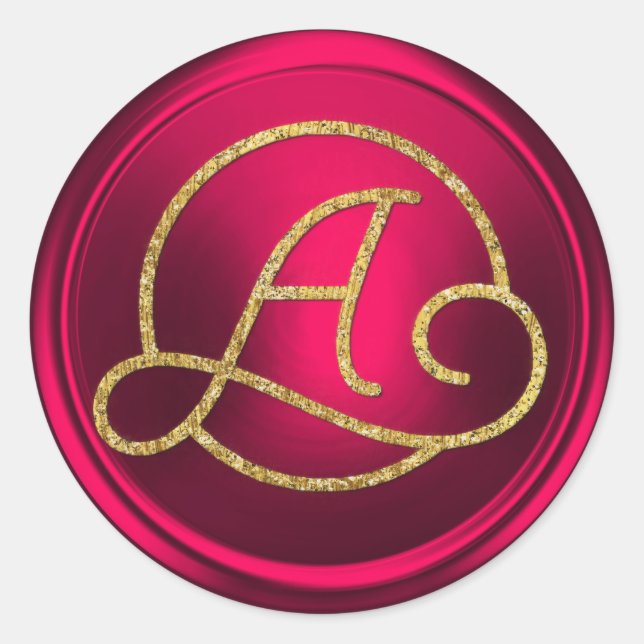 Sticker Rond Toutes initiales Monogramme cercle or Magenta (Devant)