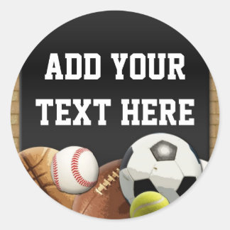 Sticker Rond Toutes les balles de sport Star Nom personnalisé B