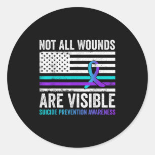 Sticker Rond Toutes les blessures ne sont pas visibles Drapeau
