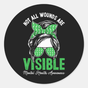 Sticker Rond Toutes les blessures ne sont pas visibles Messy Bu