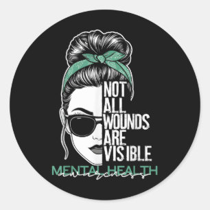 Sticker Rond Toutes les blessures ne sont pas visibles Messy Bu
