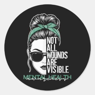 Sticker Rond Toutes les blessures ne sont pas visibles Messy Bu