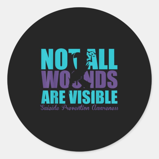 Sticker Rond Toutes les blessures ne sont pas visibles Préventi (Devant)