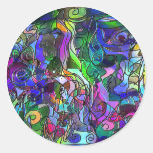 Sticker Rond Toutes les couleurs avec des tourbillons et des li