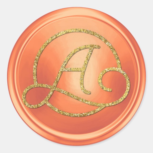 Sticker Rond TOUTES LES INITIALES Cercle d'Or Monogramme Cuivre (Devant)