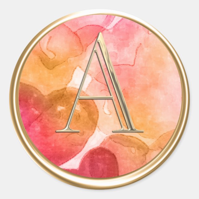Sticker Rond TOUTES LES INITIALES Gold Monogramme Aquarelle Coe (Devant)
