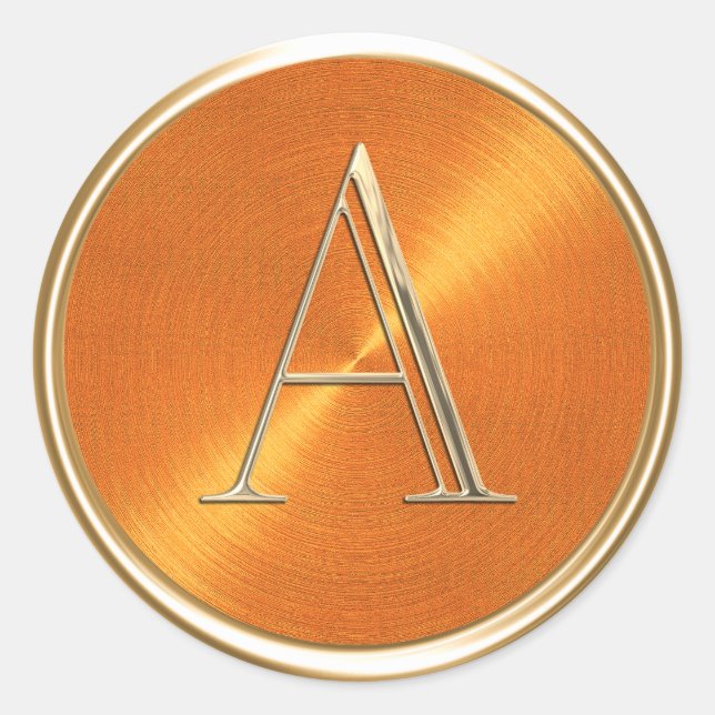 Sticker Rond TOUTES LES INITIALES Gold Monogramme Orange Motif (Devant)