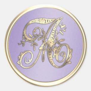 Sticker Rond Toutes les initiales Lavande Monogramme violet