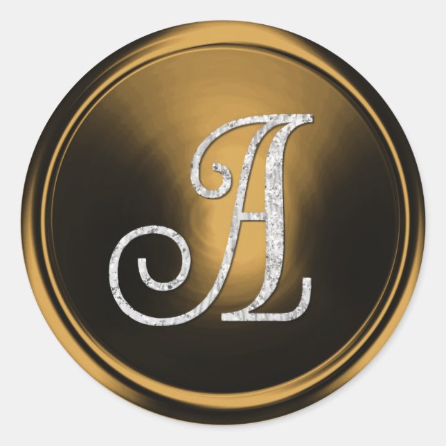 Sticker Rond TOUTES LES INITIALES Monogramme Argent 3 Bronze (Devant)