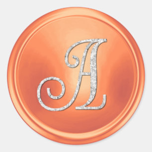 Sticker Rond TOUTES LES INITIALES Monogramme Argent 3 Cuivre