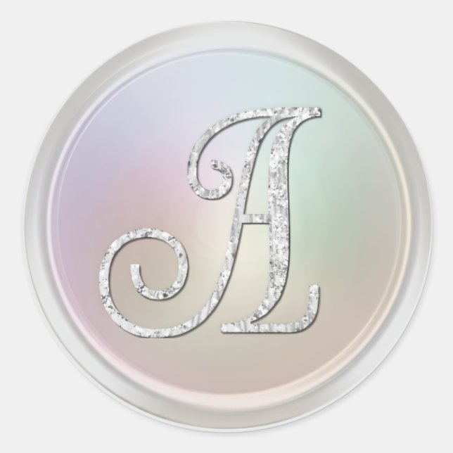 Sticker Rond TOUTES LES INITIALES Monogramme Argent 3 Perle Gri (Devant)