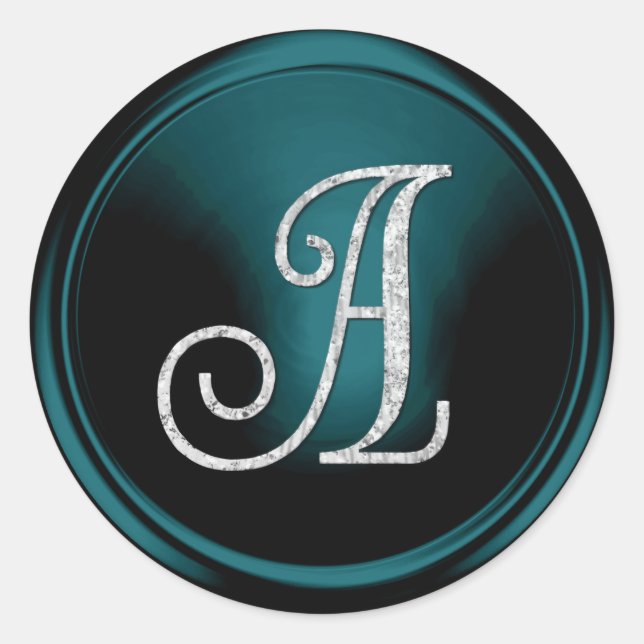 Sticker Rond TOUTES LES INITIALES Monogramme argenté 3 Bleu sar (Devant)