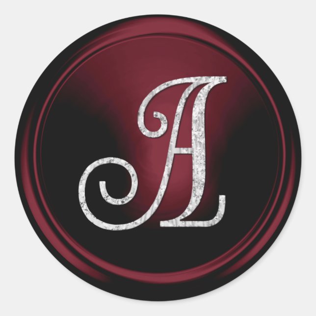 Sticker Rond TOUTES LES INITIALES Monogramme argenté 3 Bordeaux (Devant)