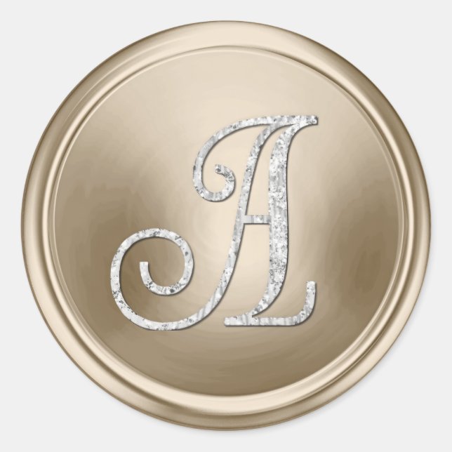 Sticker Rond TOUTES LES INITIALES Monogramme argenté 3 Champagn (Devant)