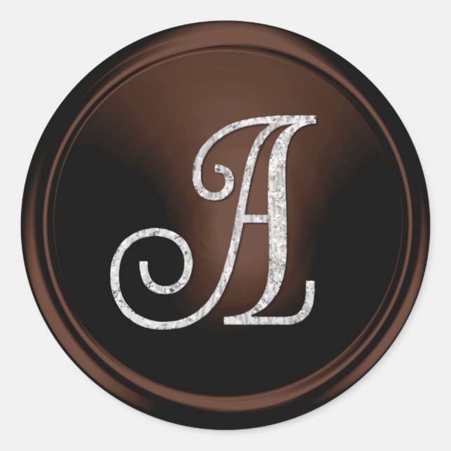 Sticker Rond TOUTES LES INITIALES Monogramme argenté 3 Chocolat (Devant)